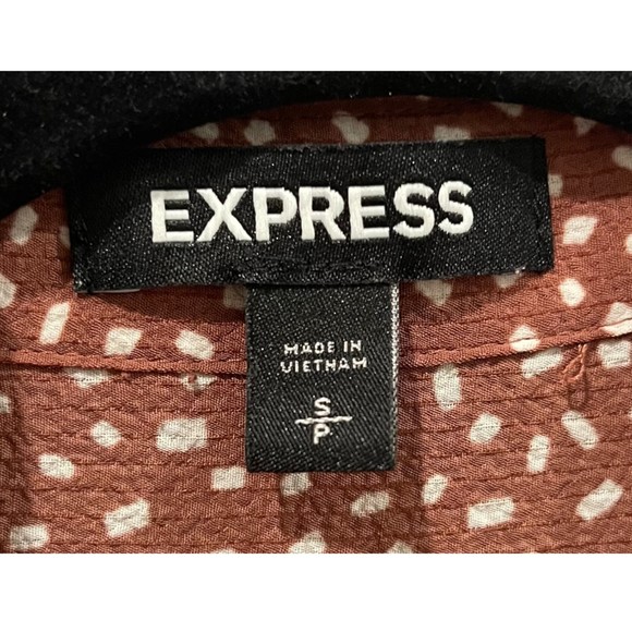 EXPRESS Brown White Dots Short Sleeve Blouse - Picture 2 of 4